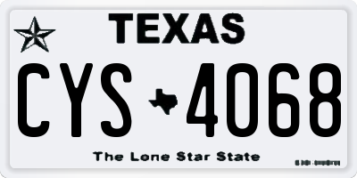 TX license plate CYS4068
