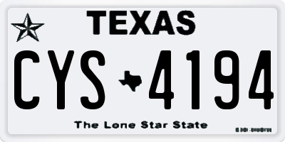 TX license plate CYS4194