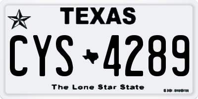 TX license plate CYS4289