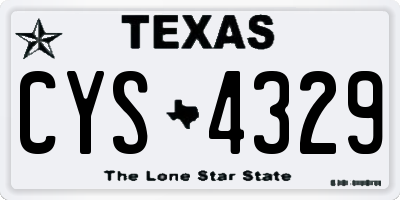 TX license plate CYS4329