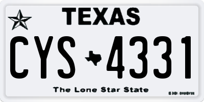 TX license plate CYS4331