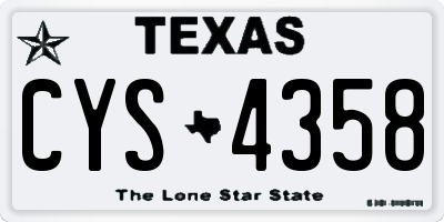 TX license plate CYS4358