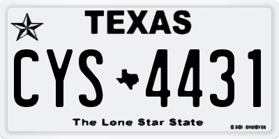 TX license plate CYS4431