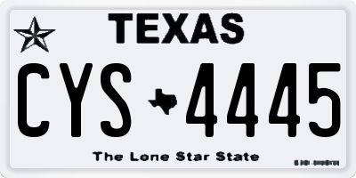 TX license plate CYS4445
