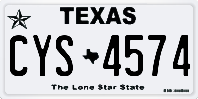 TX license plate CYS4574