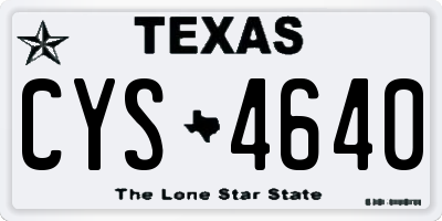 TX license plate CYS4640