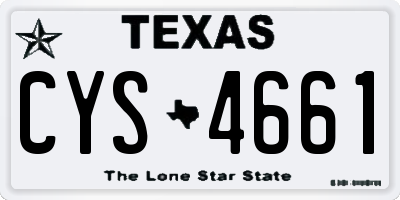 TX license plate CYS4661