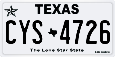 TX license plate CYS4726