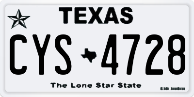 TX license plate CYS4728