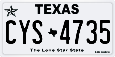 TX license plate CYS4735