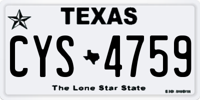 TX license plate CYS4759