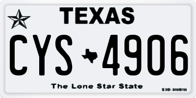 TX license plate CYS4906