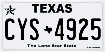 TX license plate CYS4925