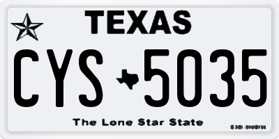 TX license plate CYS5035