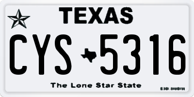 TX license plate CYS5316