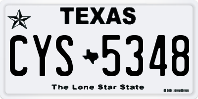TX license plate CYS5348
