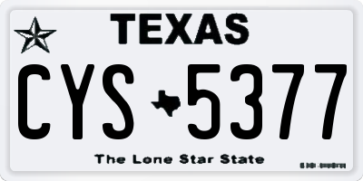 TX license plate CYS5377