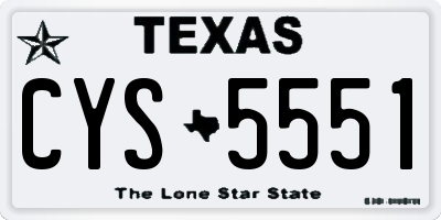 TX license plate CYS5551