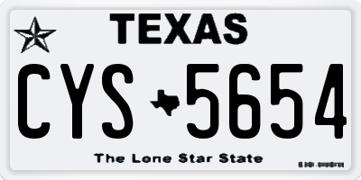 TX license plate CYS5654