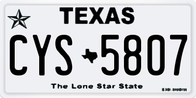 TX license plate CYS5807