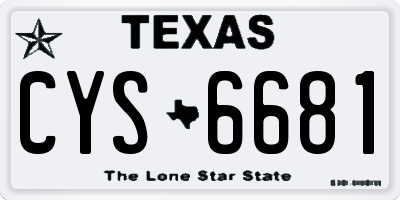 TX license plate CYS6681