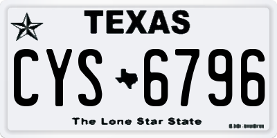 TX license plate CYS6796