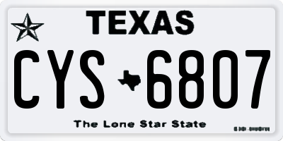 TX license plate CYS6807
