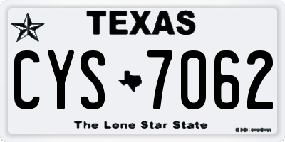 TX license plate CYS7062