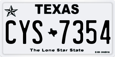 TX license plate CYS7354