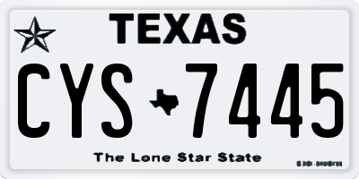 TX license plate CYS7445