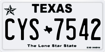 TX license plate CYS7542