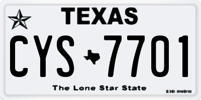 TX license plate CYS7701