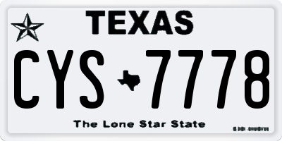TX license plate CYS7778
