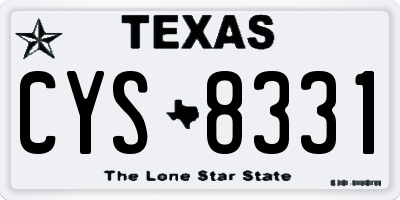 TX license plate CYS8331