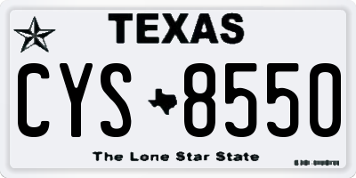 TX license plate CYS8550