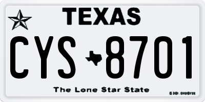 TX license plate CYS8701