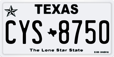 TX license plate CYS8750