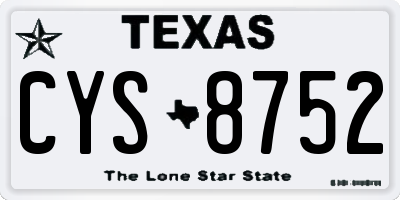 TX license plate CYS8752