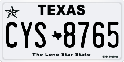 TX license plate CYS8765