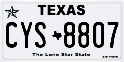 TX license plate CYS8807