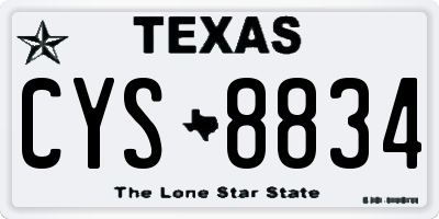 TX license plate CYS8834
