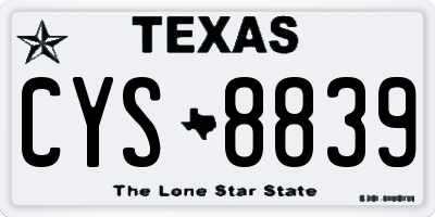 TX license plate CYS8839