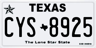 TX license plate CYS8925