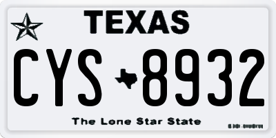 TX license plate CYS8932