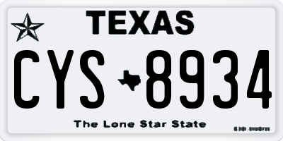 TX license plate CYS8934