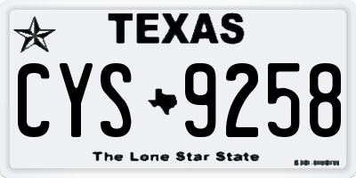 TX license plate CYS9258