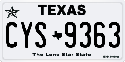 TX license plate CYS9363