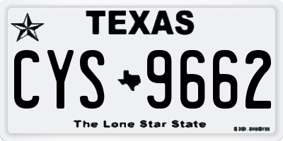 TX license plate CYS9662