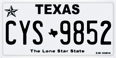 TX license plate CYS9852