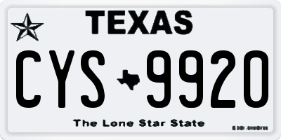 TX license plate CYS9920